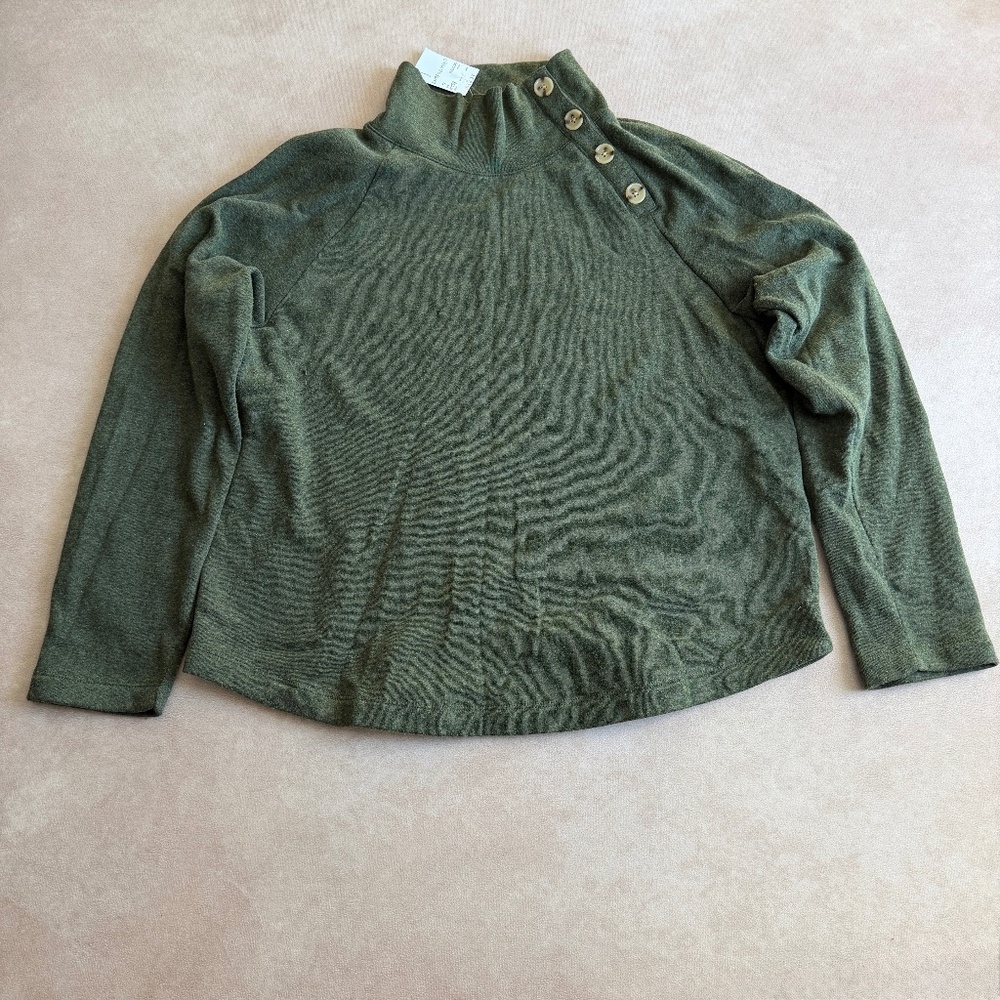 J. Crew Factory Wide button-collar pullover sweatshirt • size large • BS221
